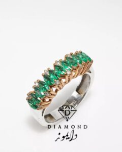 انگشتر جواهر نگین دار با الماس رنگی